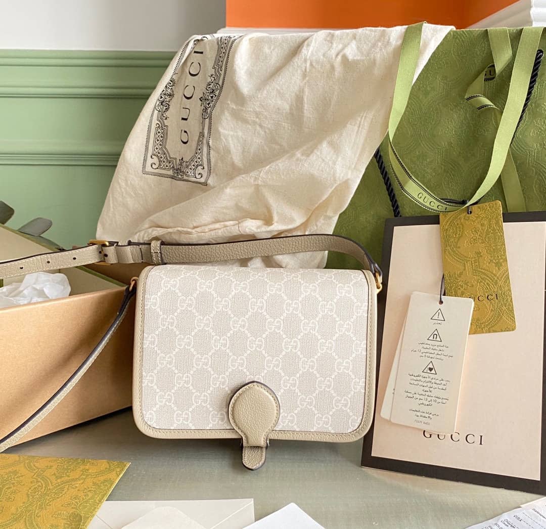 Gucci Mini Shoulder Bag With Interlocking G White 671620 Replica - DEEPREPS