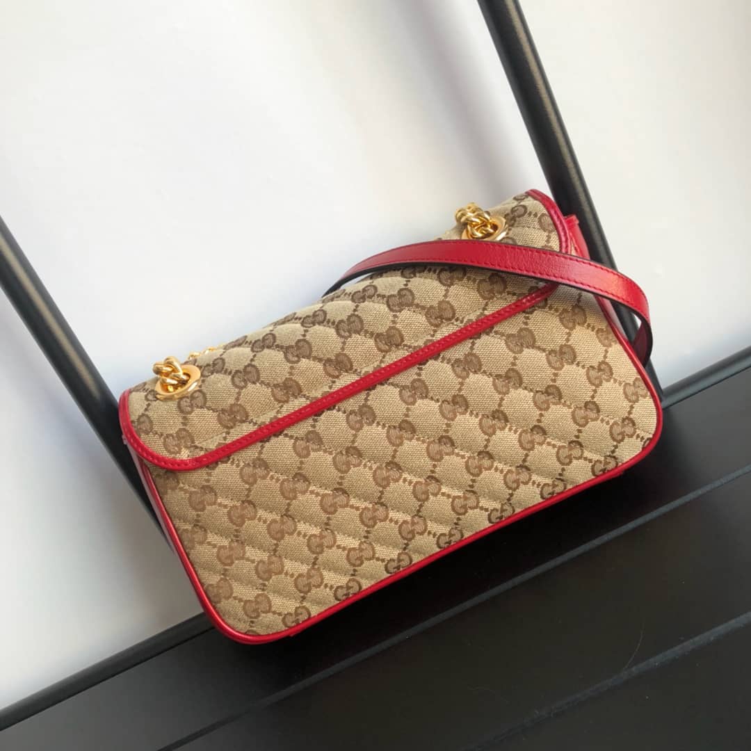 Gucci GG Marmont Matelasse Shoulder Bag Replica Red 443497 - DEEPREPS