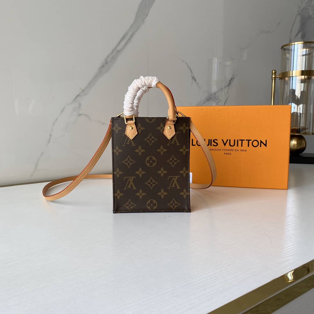Louis Vuitton Monogram Petit Sac Plat 2Way Replica Shoulder Bag Brown M69442 - DEEPREPS