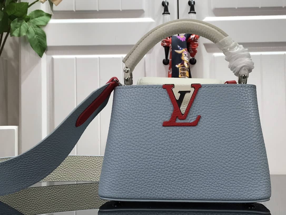Louis Vuitton Capucines Mini Taurillon Leather Replica Bag Blue M57520 - DEEPREPS