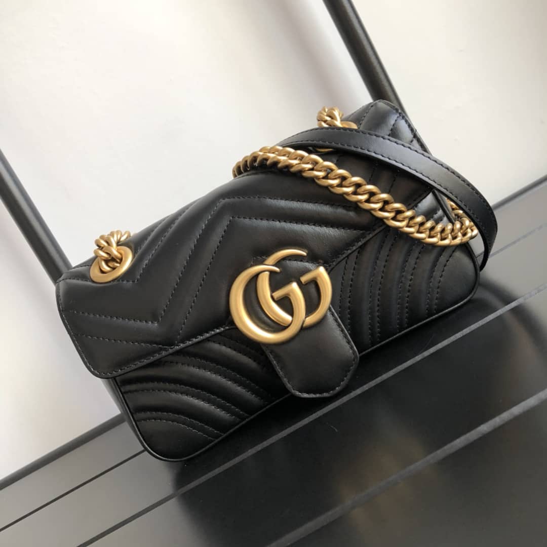 Gucci GG Marmont Mini Matelasse Shoulder Bag Replica Yellow Red 446744 - DEEPREPS