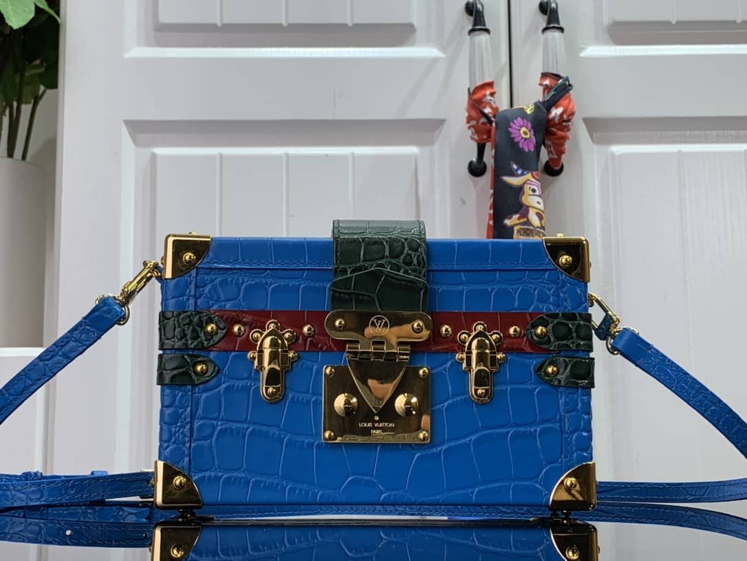 Louis Vuitton Petite Malle Monogram Canvas Replica Bag Blue M40273 - DEEPREPS