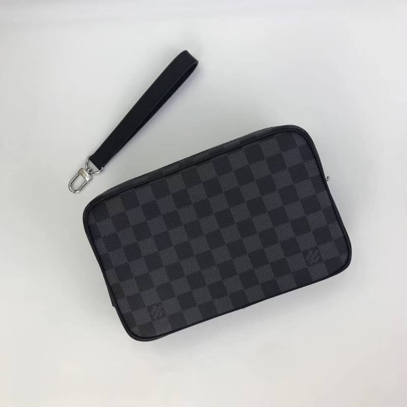 Louis Vuitton Damier Graphite Pochette Kasai Clutch Replica Black N41664 - DEEPREPS