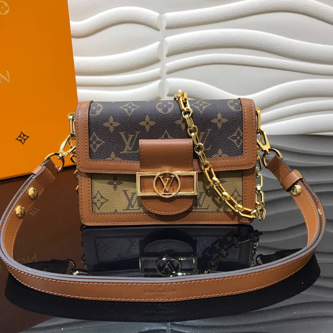 Louis Vuitton Monogram Reverse Dauphine Chain Wallet Brown M45958 - DEEPREPS