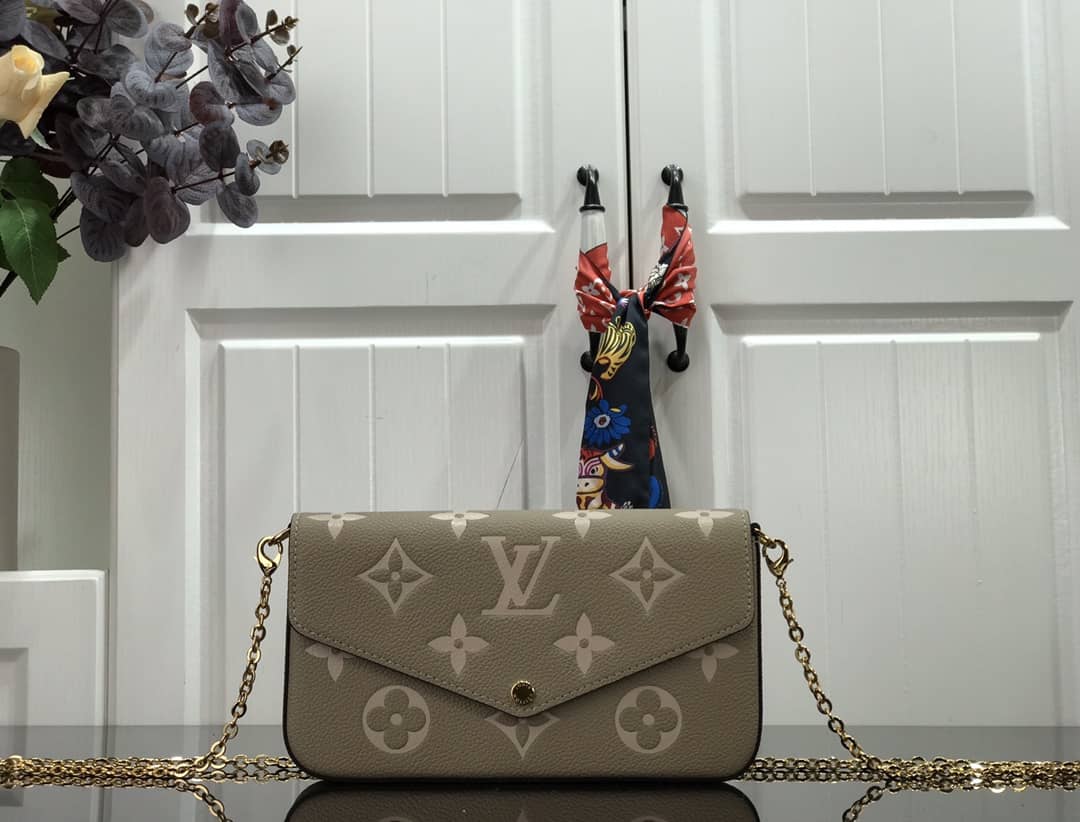 Louis Vuitton Bicolor Monogram Empreinte Replica Pochette Felice Gray M69977 - DEEPREPS