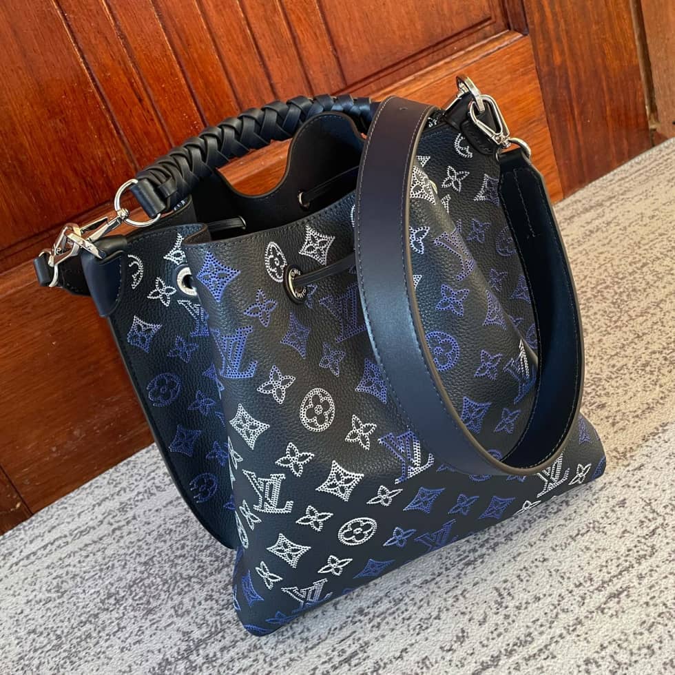 Louis Vuitton Mahina Perforated Calfskin Muria Dark Blue M59554 Replica Bucket Bag - DEEPREPS