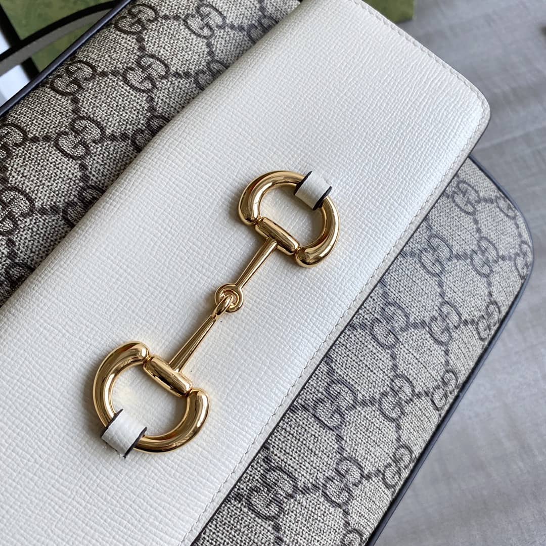 Gucci Horsebit 1955 GG Crossbody Bag Replica Gray White 645454 - DEEPREPS
