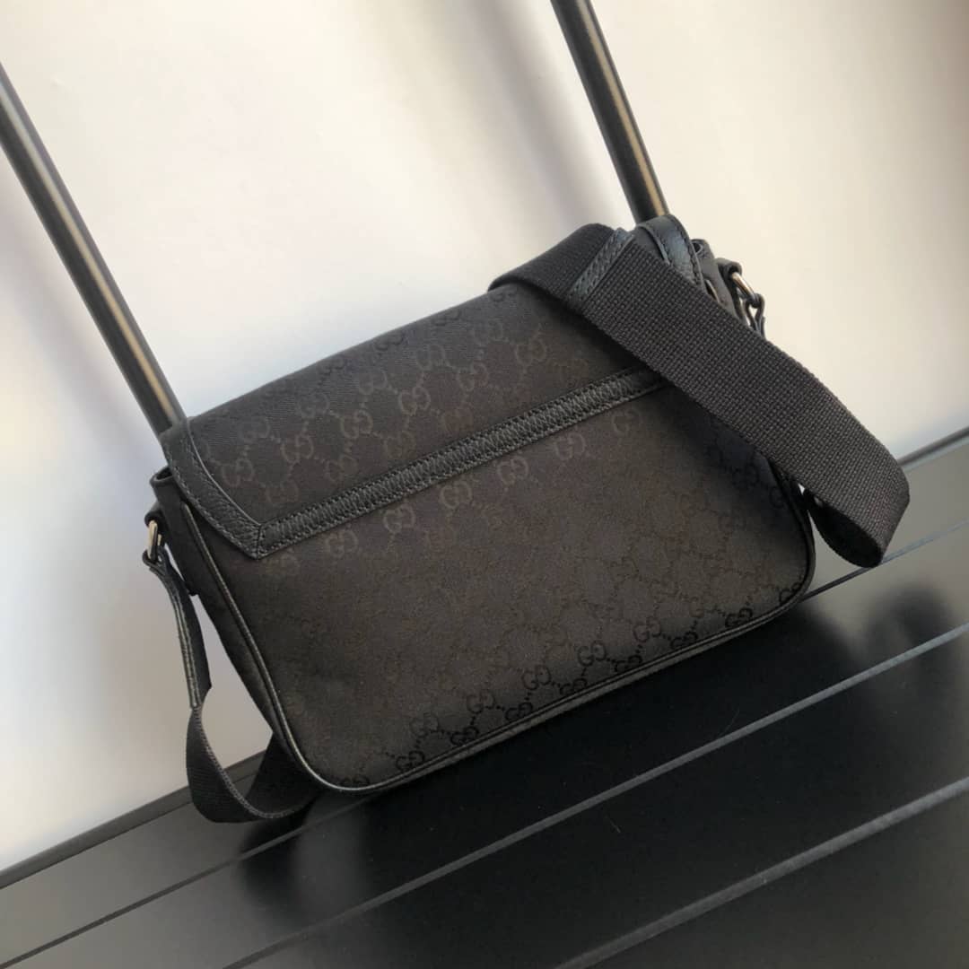 Gucci GG Guccissima Medium Canvas Crossbody Bag Replica Black 449172 - DEEPREPS