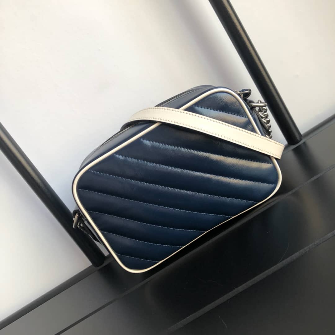 Gucci GG Marmont Matelassé Mini Bag Replica Blue 448065 - DEEPREPS