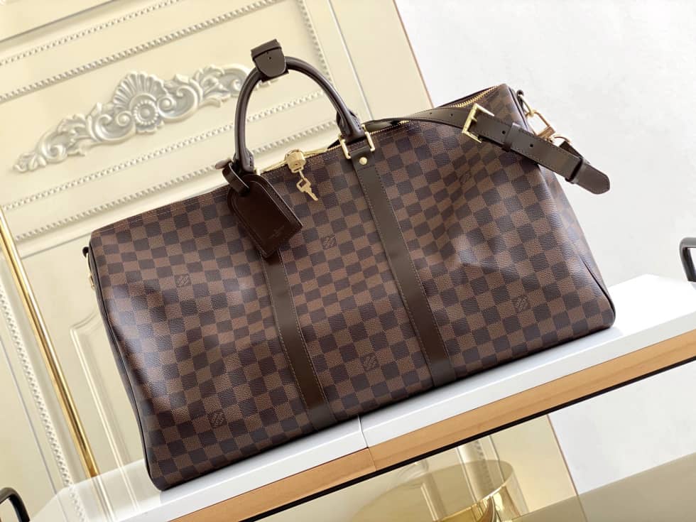LV Duffle Bag Replica Monogram Keepall Bandouliere 50 Boston Bag Brown M41416 - DEEPREPS