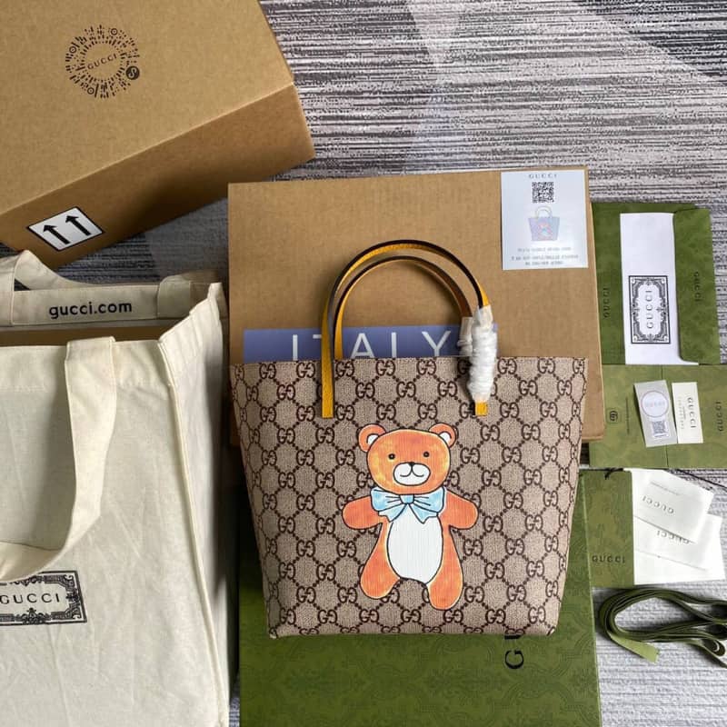 Gucci Children GG Supreme Canvas Replica Tote Brown 410812 - DEEPREPS