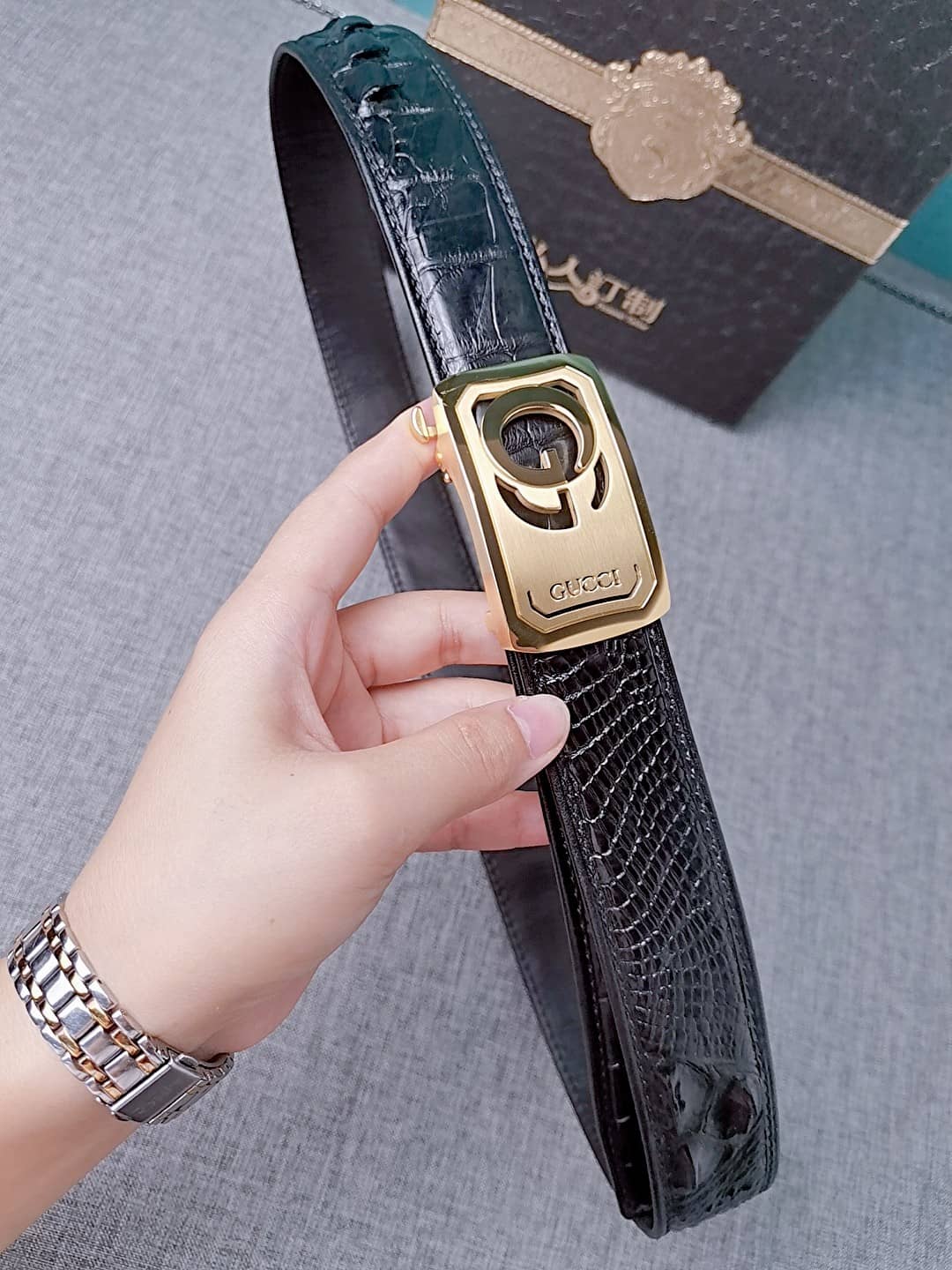 Knockoff Gucci Logo Belt 34mm - DEEPREPS