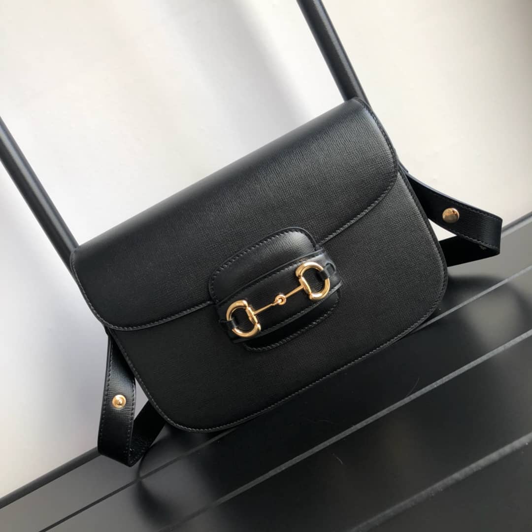 Gucci Horsebit 1955 Shoulder Bag Replica Black 602204 - DEEPREPS