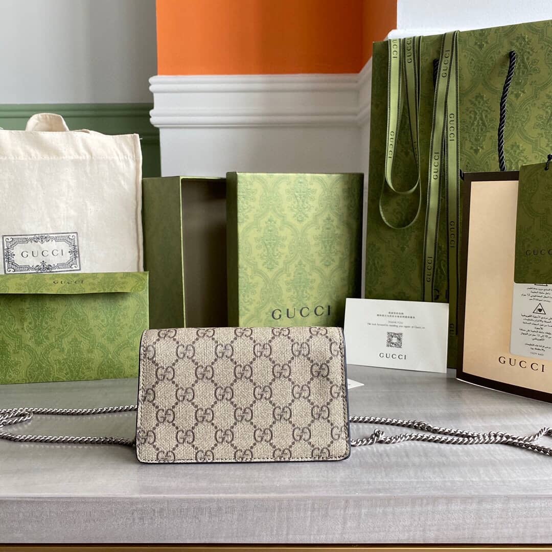 Gucci Dionysus GG Supreme Super Mini Bag Replica Gray Black 476432 - DEEPREPS