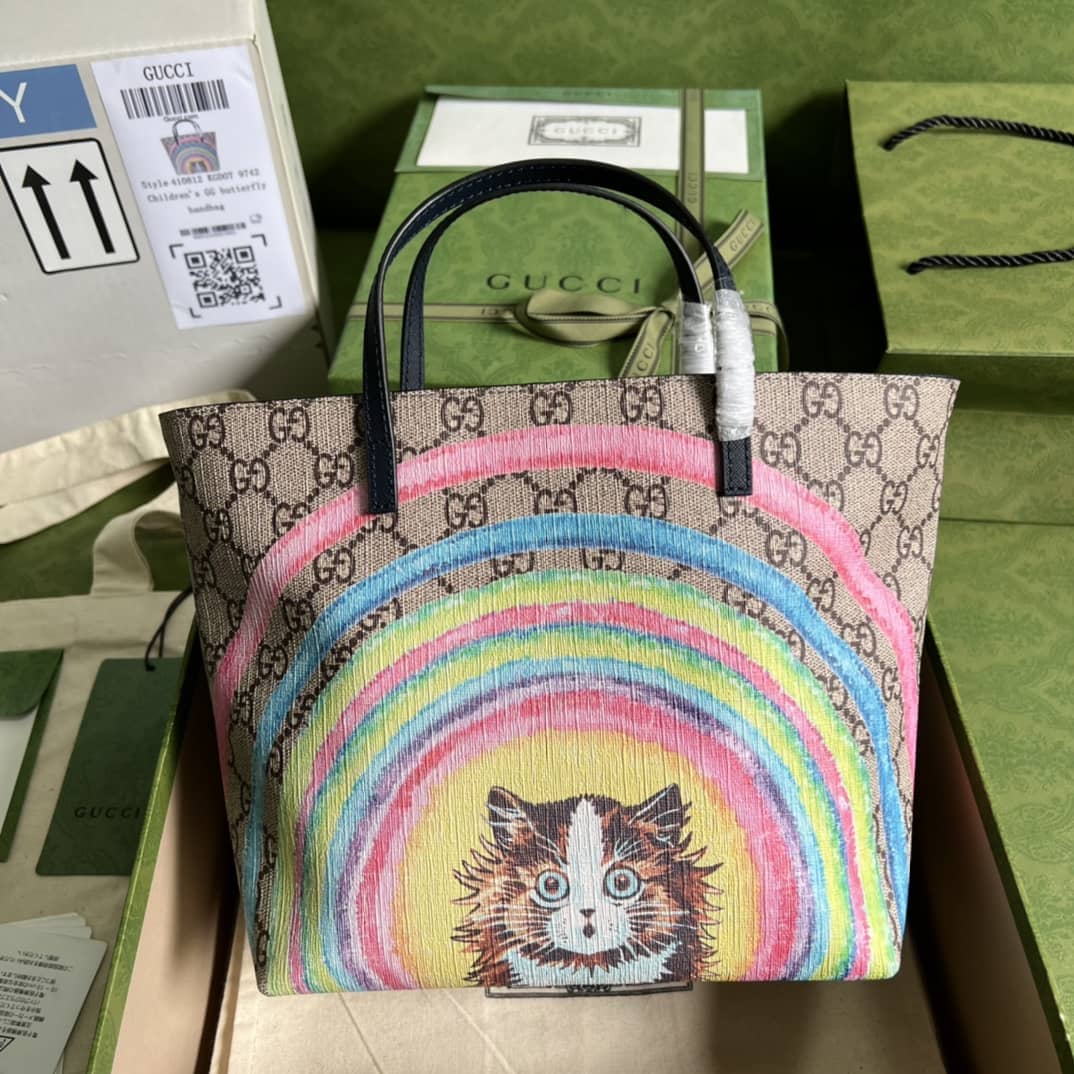 Gucci Children GG Tote Cat Print 410812 Replica Bag - DEEPREPS
