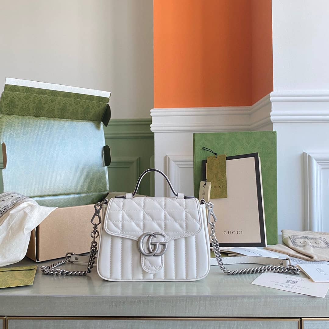 Gucci GG Marmont Canvas Mini Top Handle Crossbody Bag 583571 Replica - DEEPREPS