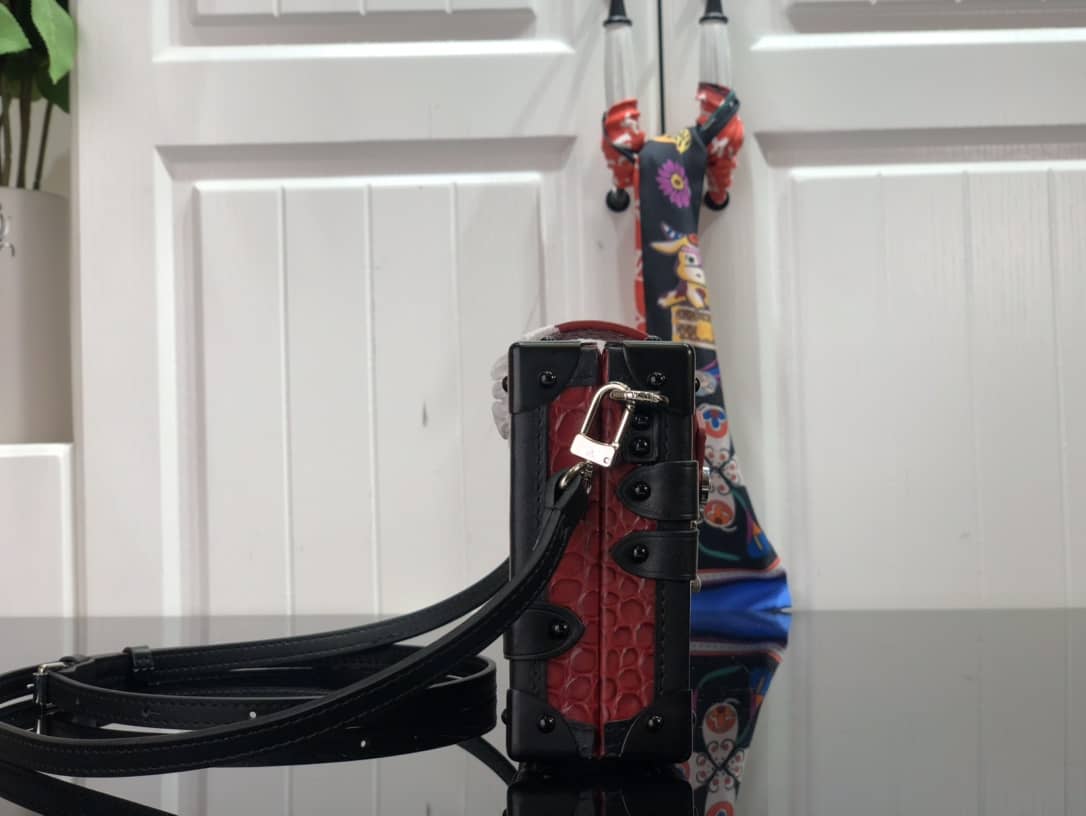 Louis Vuitton Petite Malle Brilliant Alligator Leather Replica Handbag Red N93817 - DEEPREPS