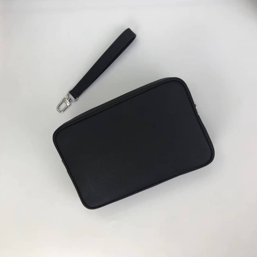 Louis Vuitton Kasai Taiga Leather Canvas Replica Clutch Black M33409 - DEEPREPS
