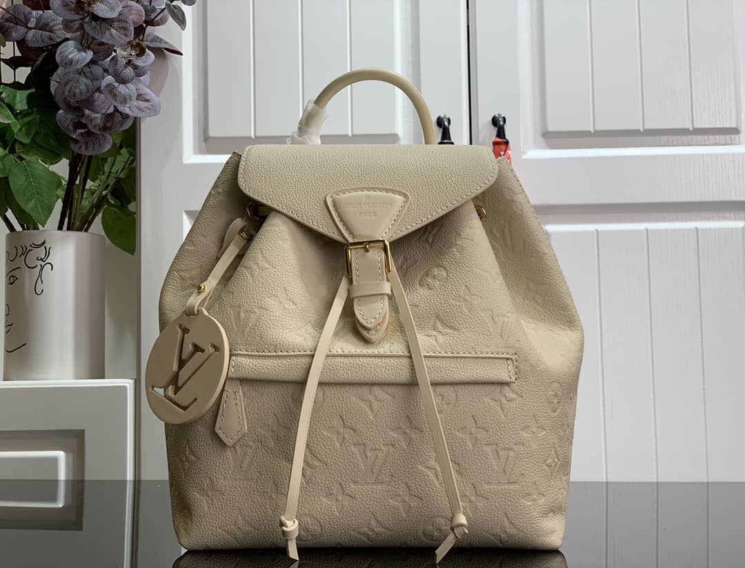 Louis Vuitton Ann Platt Montsouris PM Noir Leather Replica Backpack Beige M45205 - DEEPREPS