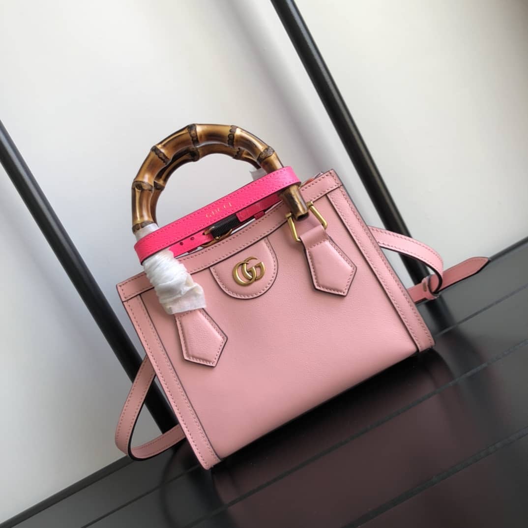 Gucci Diana Mini Bamboo Tote Bag Replica Pink 655661 - DEEPREPS