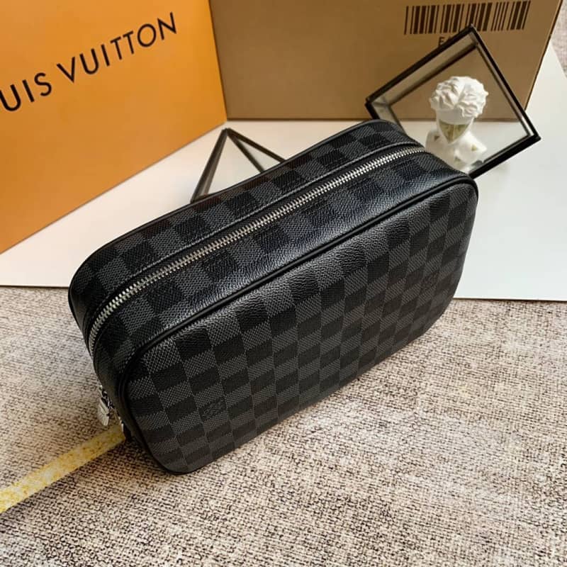 Louis Vuitton Toilet Pouch GM Monogram Eclipse Canvas Replica Black M43383 - DEEPREPS