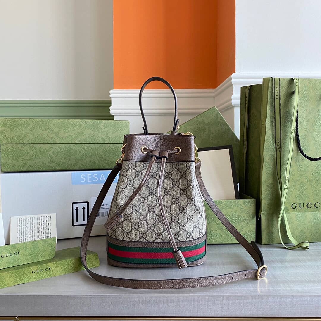 Gucci Ophidia GG Flora Pattern Small Bucket Bag Replica 550621 - DEEPREPS