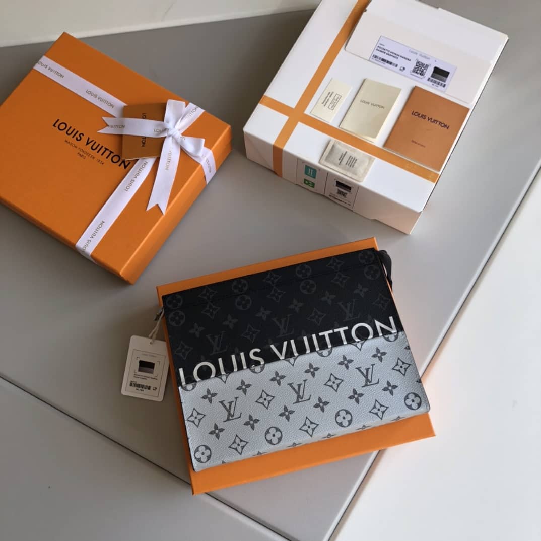 Louis Vuitton Voyage MM Monogram Replica Pochette Black Gray M63039 - DEEPREPS