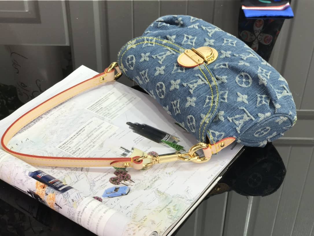 Louis Vuitton Monogram Denim Mini Pleaty Replica Shoulder Bag Blue M95050 - DEEPREPS