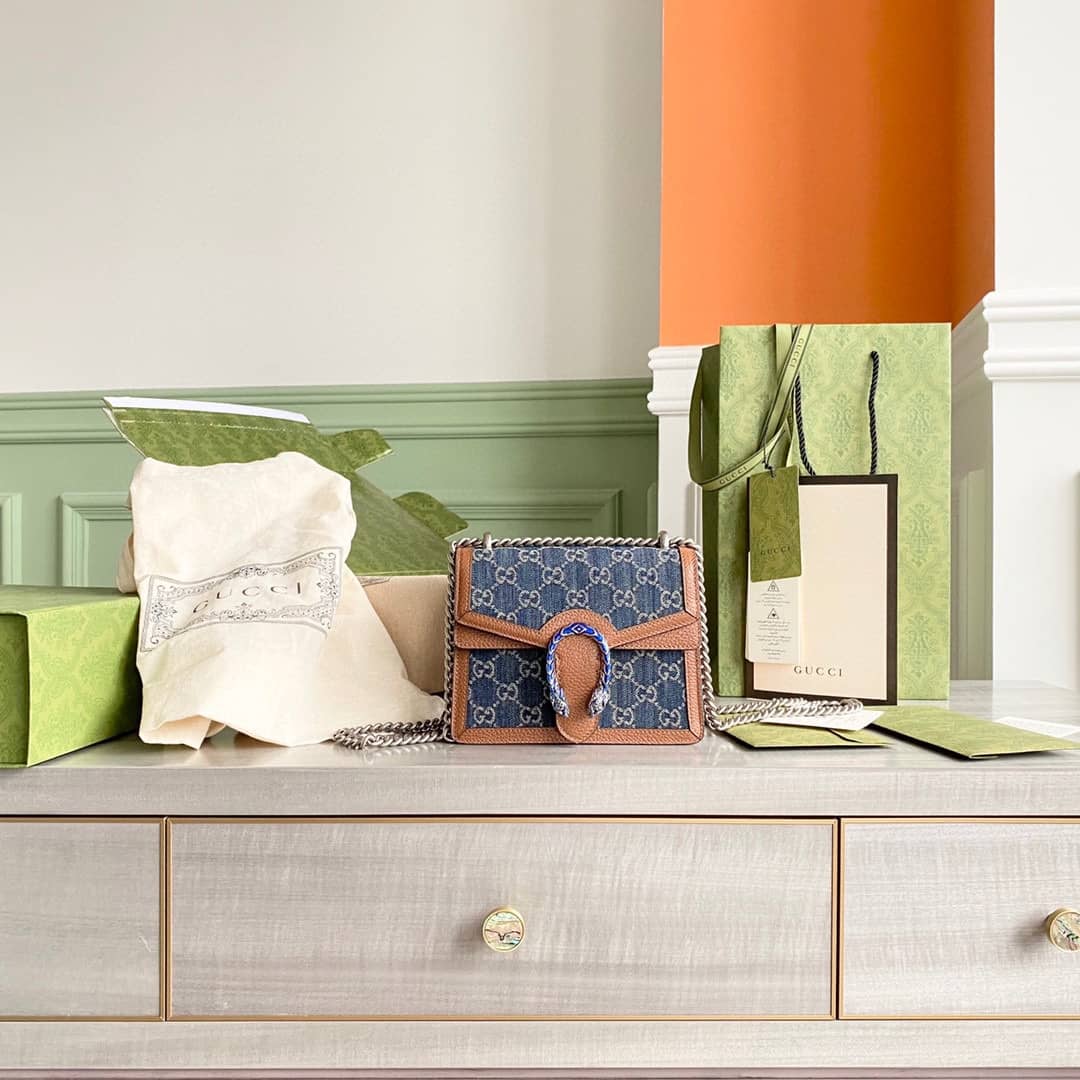 Gucci GG Supreme Dionysus 2way Mini Chain Shoulder Bag Replica Blue 421970 - DEEPREPS