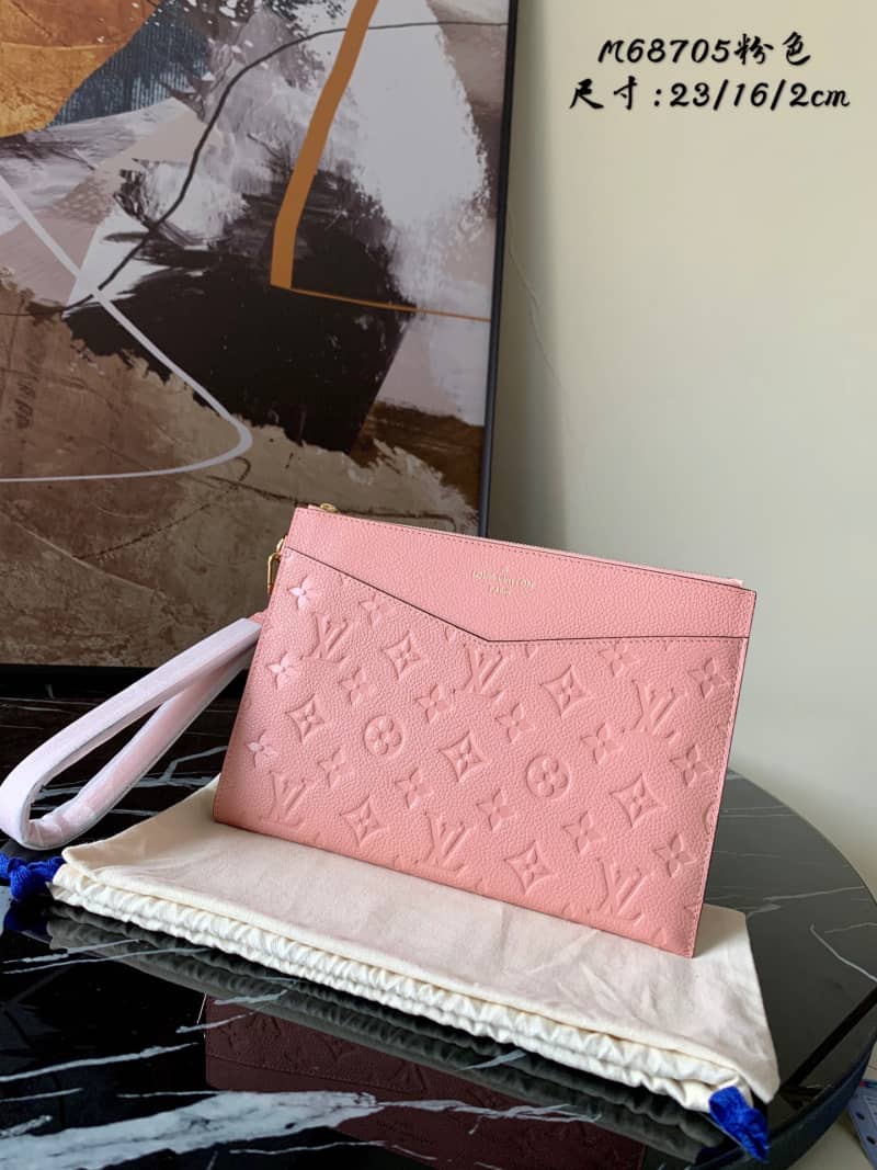 Louis Vuitton Pochette Melanie MM Monogram Empreinte Replica Clutch Pink M68705 - DEEPREPS