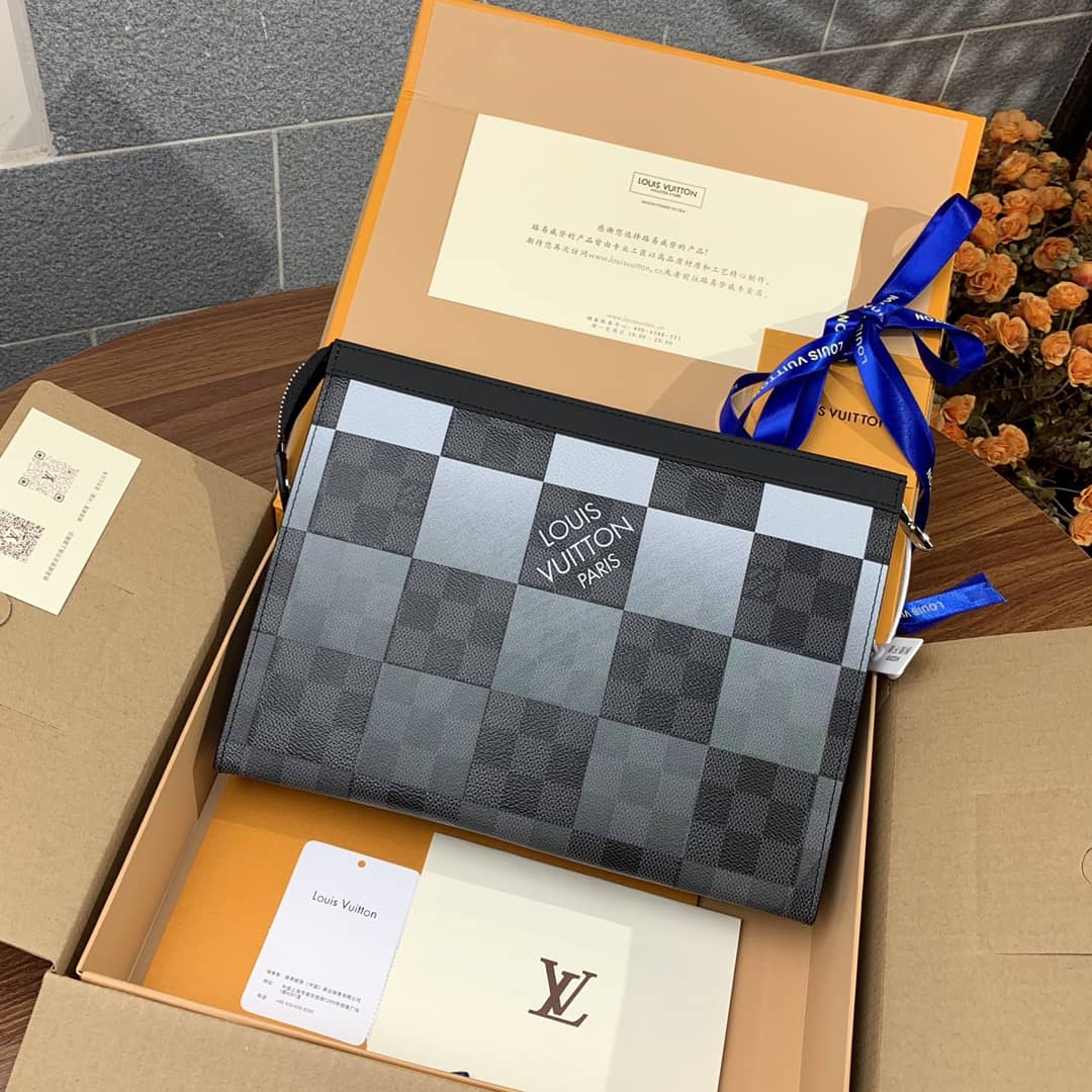 Louis Vuitton Pochette Voyage MM Damier Giant Canvas Bag Replica Gray N60412 - DEEPREPS