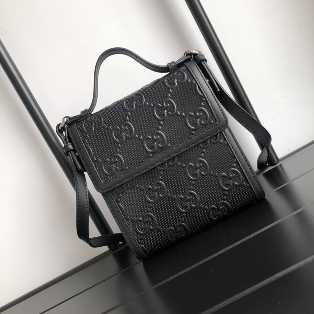 Gucci Mens GG Embossed Messenger Bag Replica 625782 - DEEPREPS