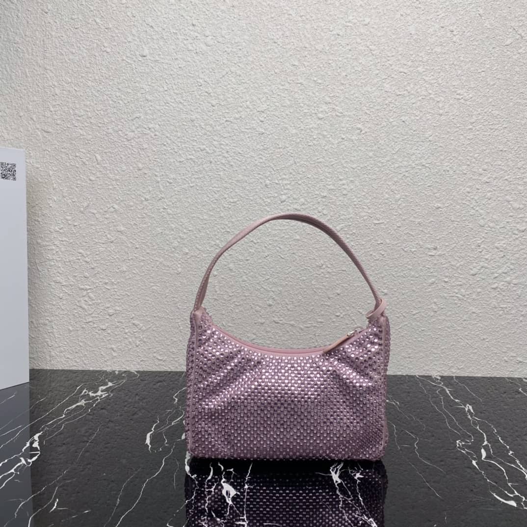 Prada Satin Re-Edition 2000 Crystal Mini Hobo - DEEPREPS