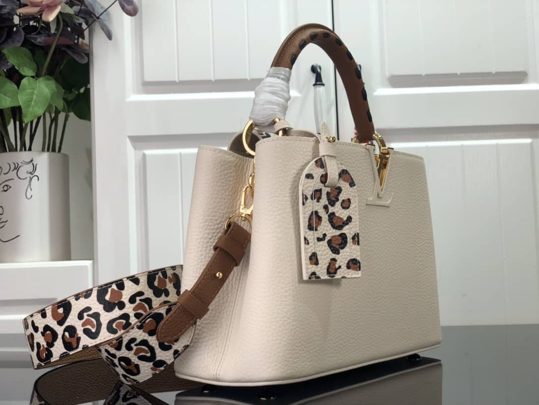 Louis Vuitton Capucines Embroidery Replica Bag Beige M48865 - DEEPREPS