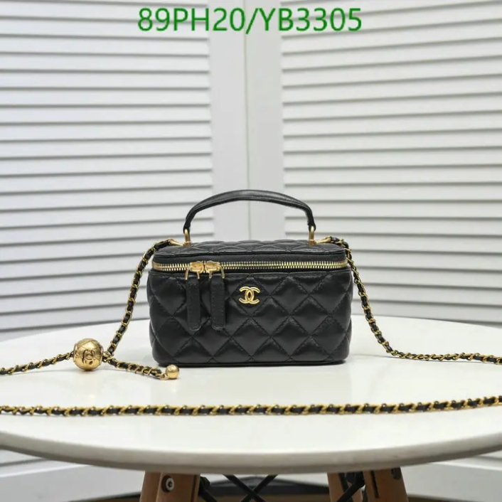Chanel Leather Vanity Black Bag with Chain YB33055 - DEEPREPS