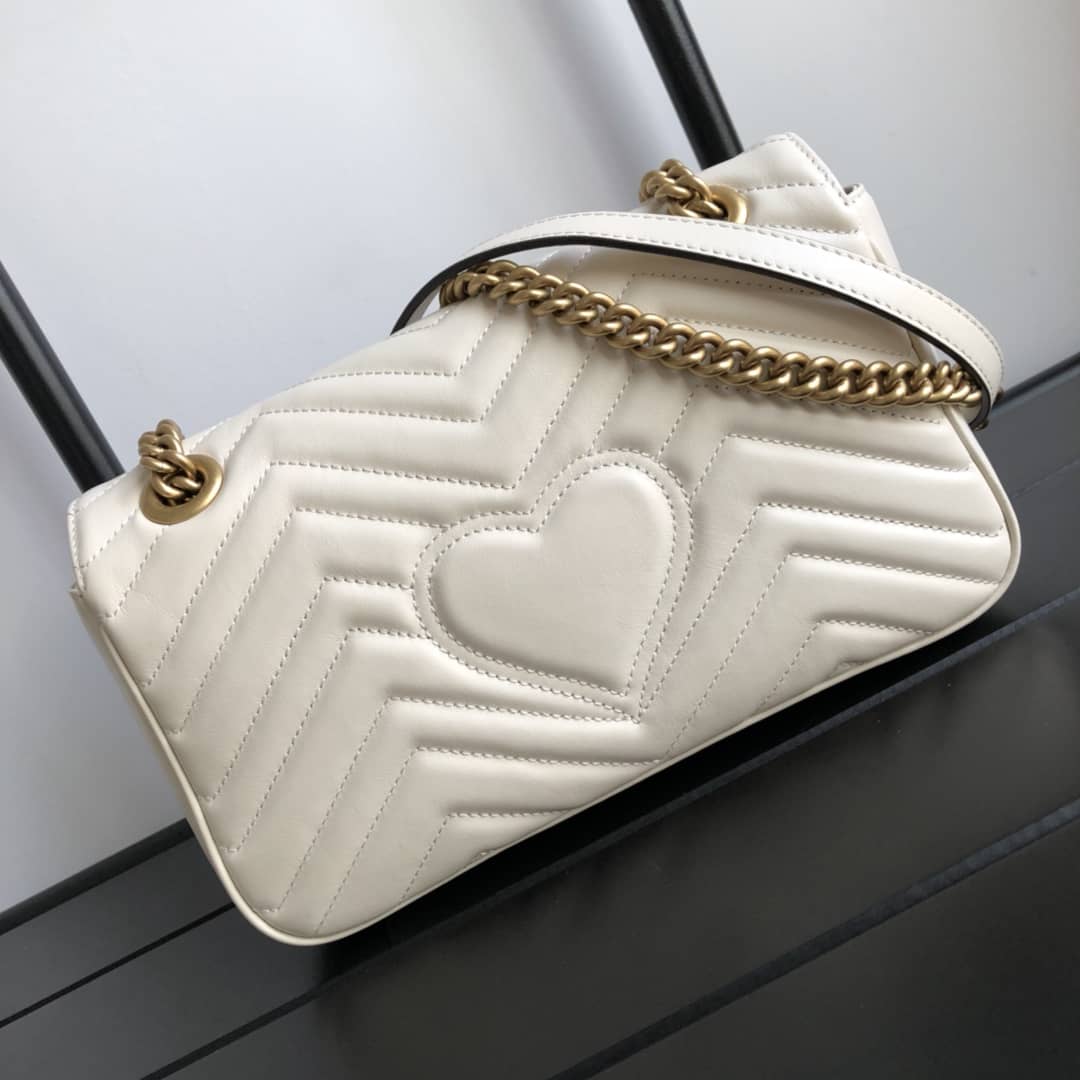 Gucci GG Marmont Matelasse Shoulder Bag Replica White 443497 - DEEPREPS