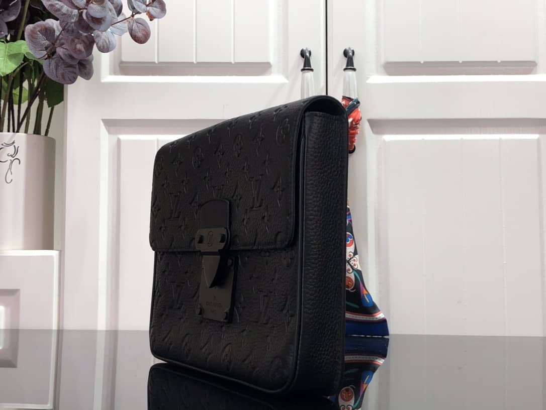Louis Vuitton S Lock A4 Monogram Taurillon Cowhide Leather Pouch Replica Black M80582 - DEEPREPS