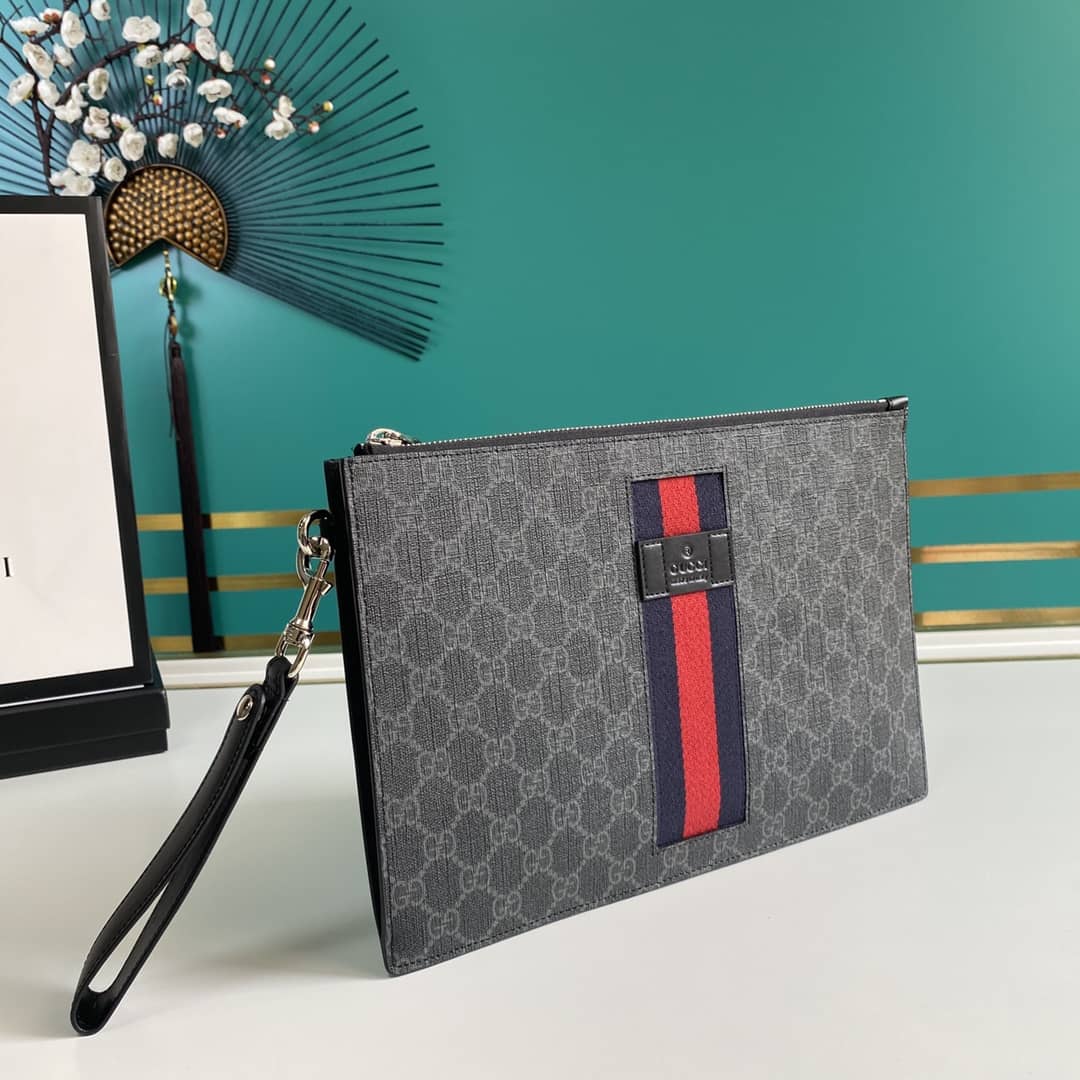 Gucci GG Supreme PVC Clutch Black Replica 433666 - DEEPREPS