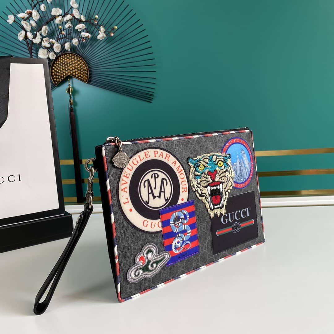 Gucci Mens Night Courrier GG Supreme Pouch Replica 496346 - DEEPREPS