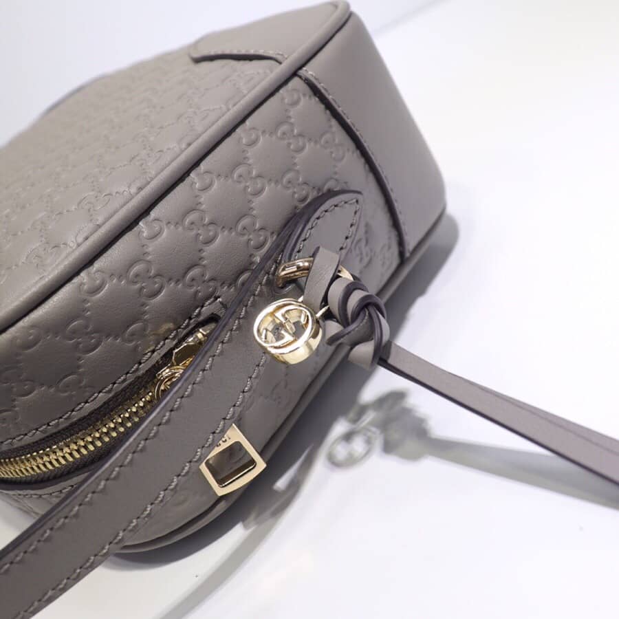 Gucci Bree Guccissima GG Leather Canvas Camera Bag Replica Gray 449413 - DEEPREPS
