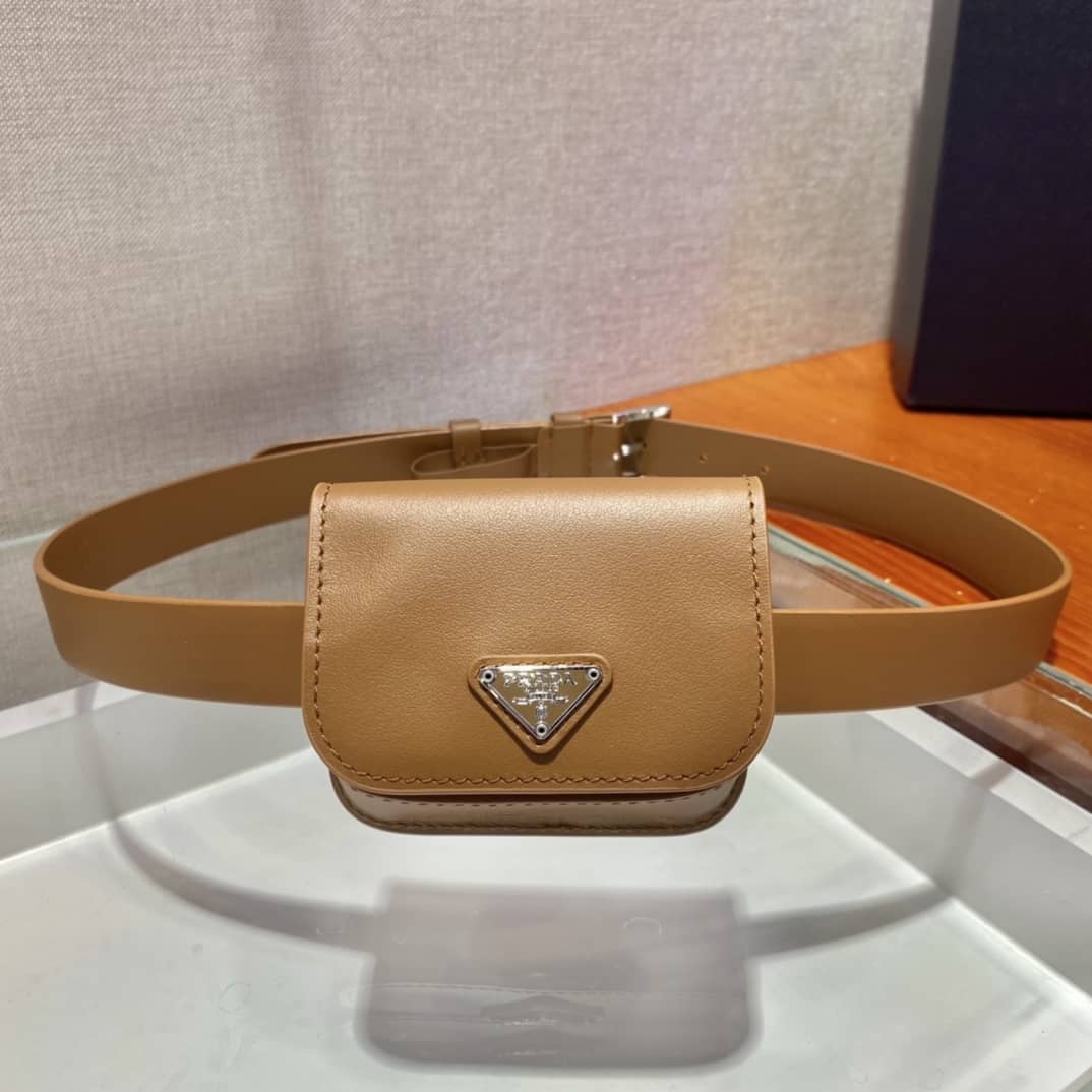 Prada Womens Leather Belt With Pouch - DEEPREPS
