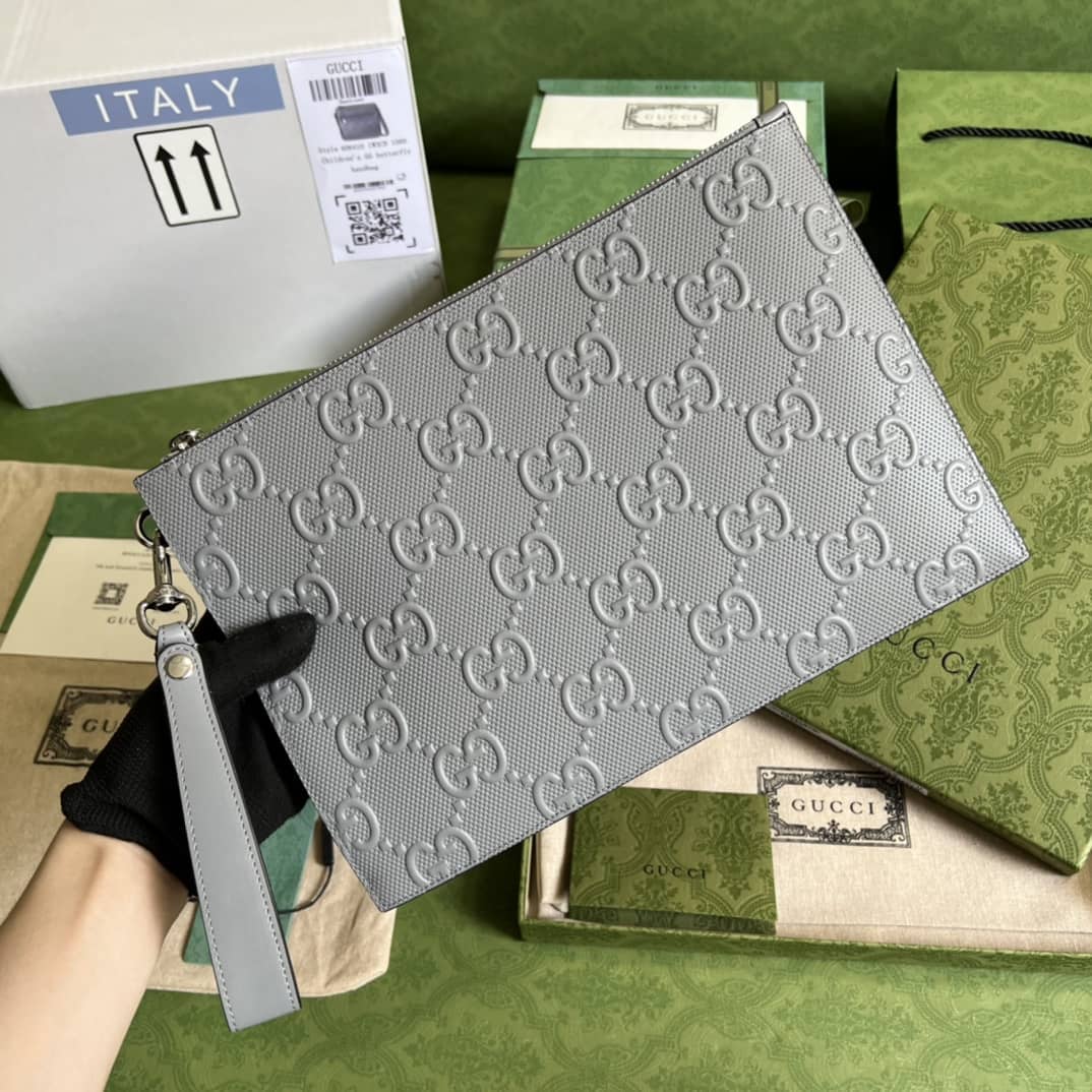 Gucci Mens GG Embossed Pouch 625569 Replica Clutch - DEEPREPS