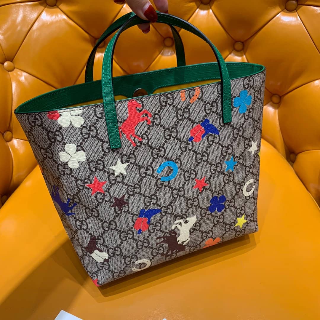 Gucci Children GG Supreme Canvas Replica Tote Gray 410812 - DEEPREPS