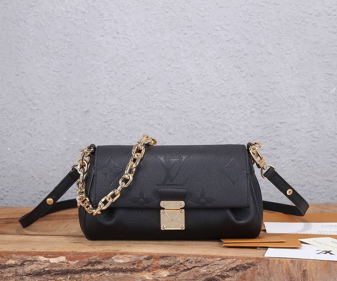 Louis Vuitton Favorite Monogram Empreinte Leather Replica Shoulder Bag Black M45813 - DEEPREPS