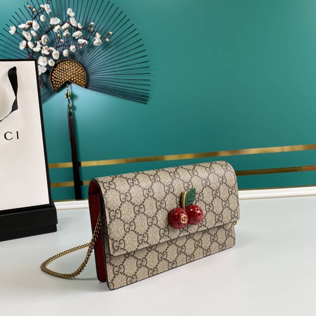 Gucci Supreme GG Mini Bag With Cherries Replica 481291 - DEEPREPS