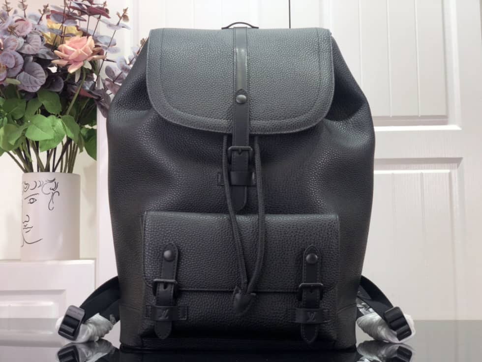 Louis Vuitton Christopher Slim Taurillon Leather Black M58644 Replica Backpack - DEEPREPS