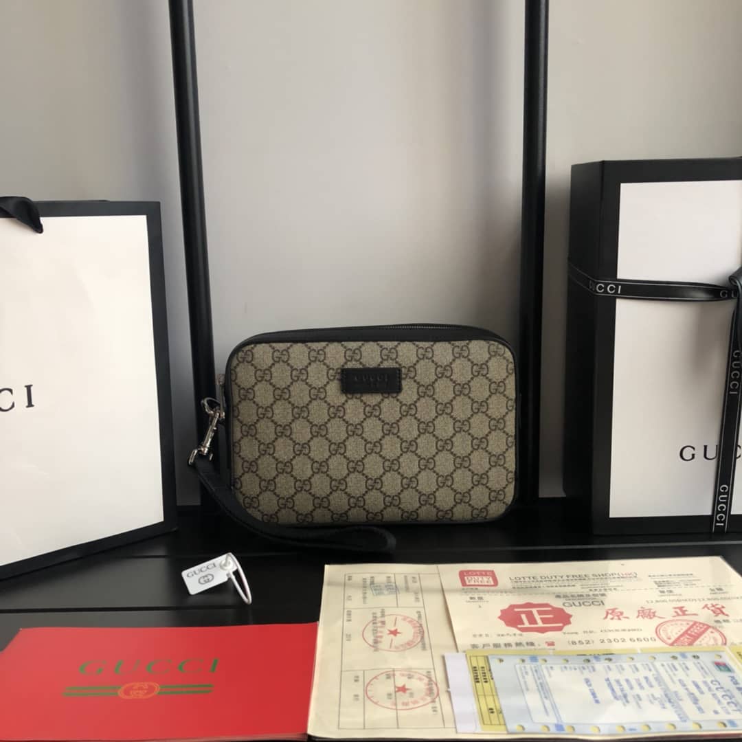 Gucci GG Supreme Wash Bag Replica Brown 495562 - DEEPREPS