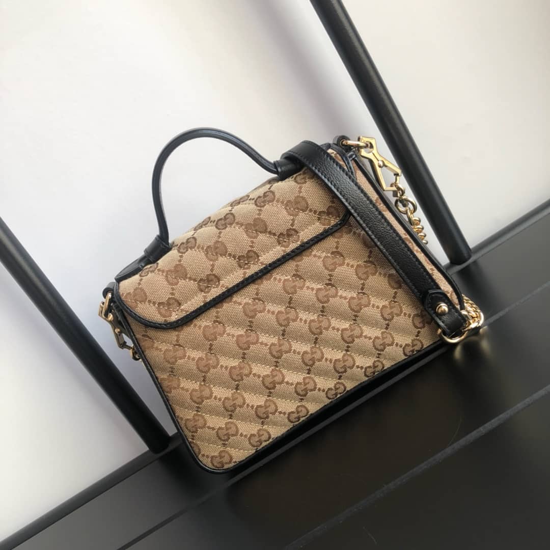 Gucci GG Marmont Mini Top Handle Bag Replica Black 583571 - DEEPREPS
