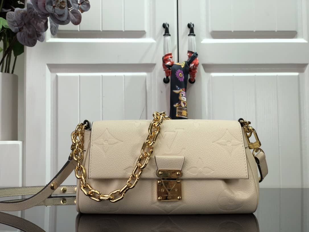 Louis Vuitton Favorite Monogram Empreinte Leather Replica Shoulder Bag Beige M45836 - DEEPREPS