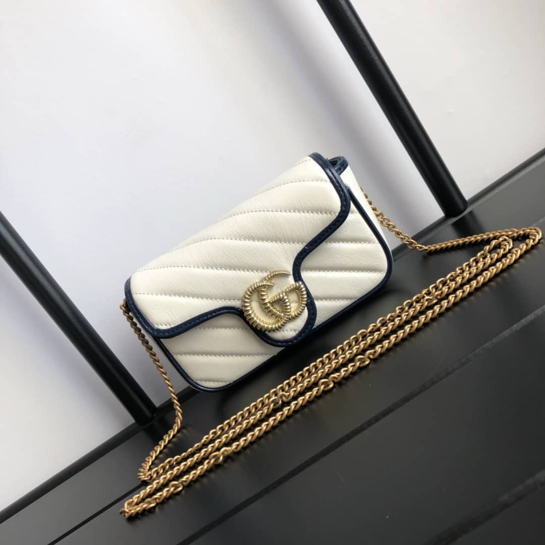 Gucci GG Marmont Mini Matelasse Leather Shoulder Bag Replica White 574969 - DEEPREPS